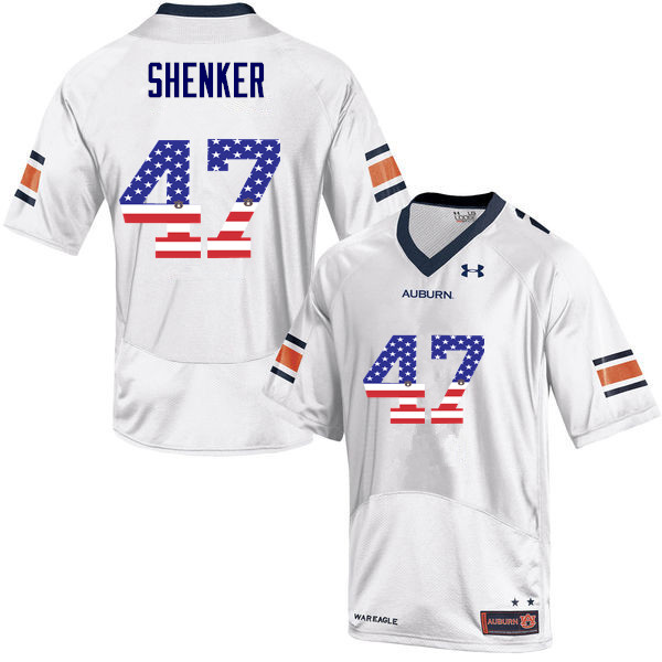 Men #47 John Samuel Shenker Auburn Tigers USA Flag Fashion College Football Jerseys-White - Click Image to Close